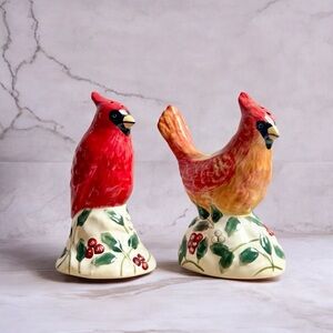 Vintage Cardinal Salt & Pepper Shakers Pfaltzgraff Winterberry Red Christmas